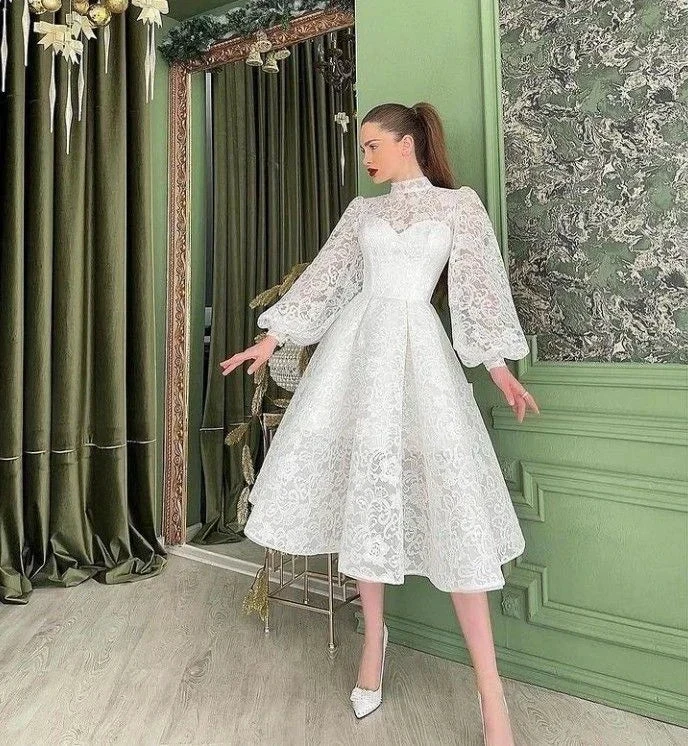 Mid Calf Wedding Dress, Women&