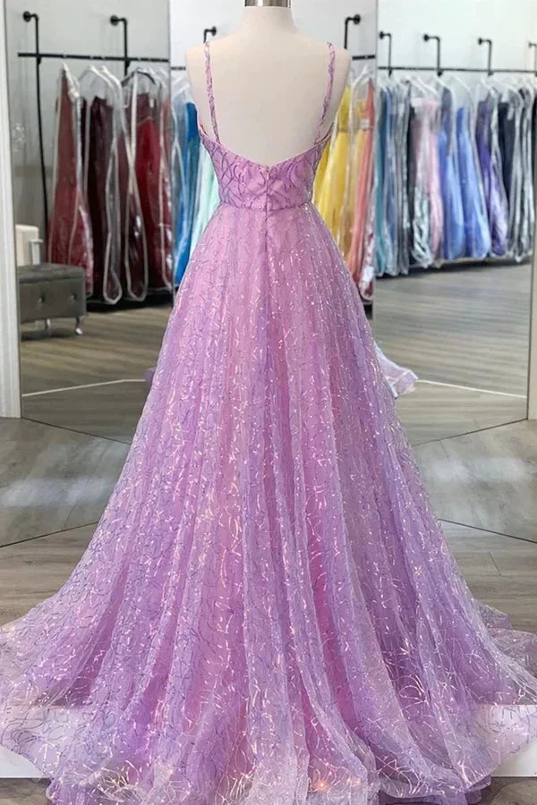 Shiny V Neck Backless Long Purple Prom Dress Backless Purple Formal Graduation Evening Dress Y917 by simplepromdress
