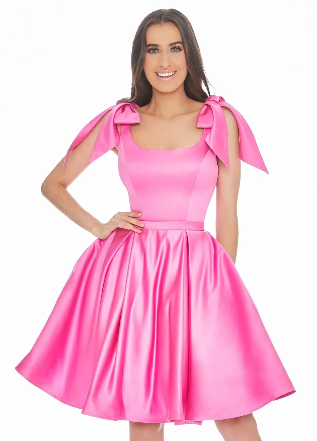 Satin Yellow Homecoming Dress Knee-Length Dresses SYH53 by vivymakudress