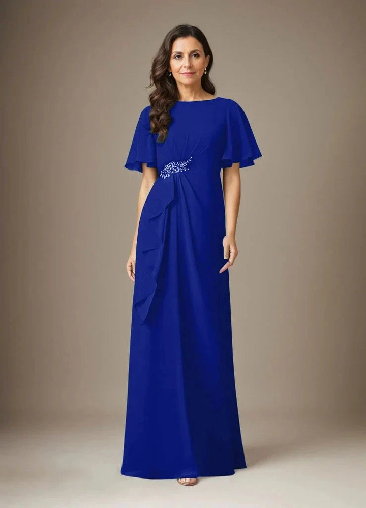 Dark Navy Sheath Beaded Chiffon Dress by Dreamylily