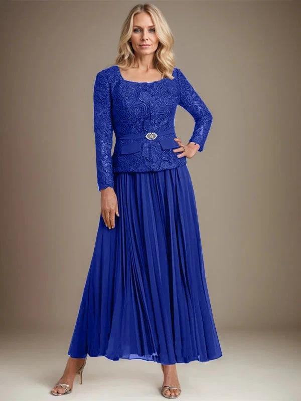 A-line Square Ankle-Length Chiffon Mother of the Bride Dress With Pleated by Dreamylily