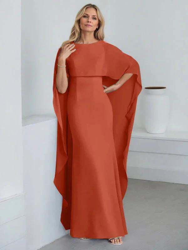 Sheath Scoop Floor-Length Chiffon Mother of the Bride Dress With Cascading Ruffles by Dreamylily