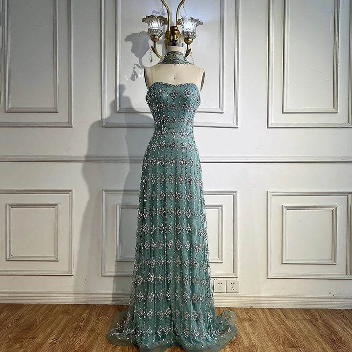 Serene Hill Customized 2026 Nude Luxury Beaded Mermaid Evening Dresses Glala Party Gowns for Women DLA72871