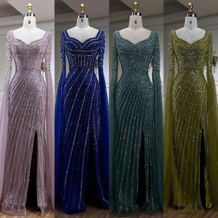 Serene Hill Turquoise Beaded Sweetheart Mermaid Evening Gown Overskirt Dubai Party Dresses for Women 2025 DLA72314 Customized