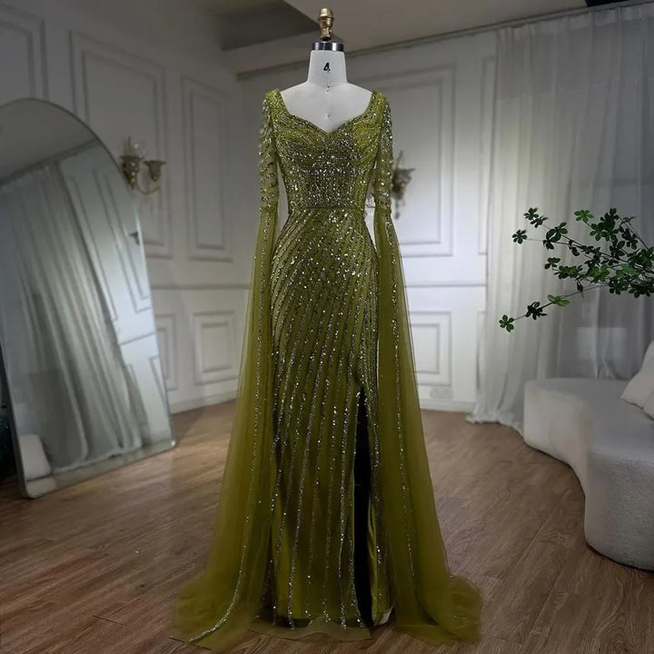 Serene Hill Turquoise Beaded Sweetheart Mermaid Evening Gown Overskirt Dubai Party Dresses for Women 2025 DLA72314 Customized