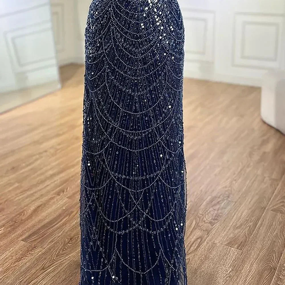 Elegant Dubai Sage Green Mermaid Evening Dress with Cape Sleeves Beaded Formal Gown Serene Hill 2025 Customized DLA72160A