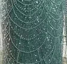 Serene Hill Green Square Collar Long Sleeve Mermaid Pearls Beaded Evening Party Gown Overskirt Dress DLA72032N Customized
