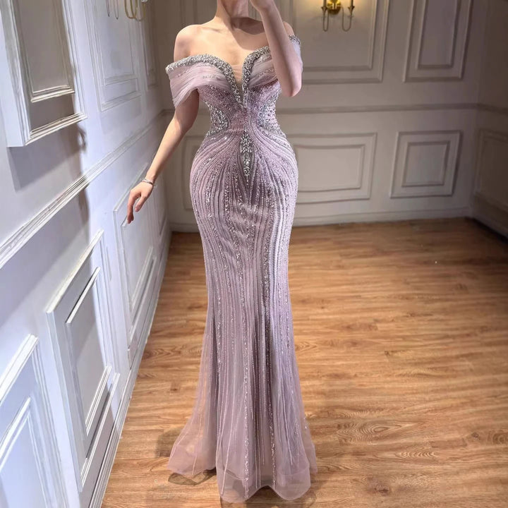 Serene Hill Customized Gold Mermaid Evening Dress 2026 Luxury Beaded Party Gowns for Women DLA73142A