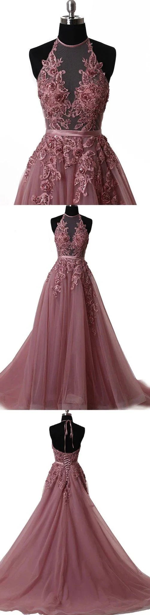 Elegant tulle lace long prom dress lace evening dress S5098 by simplepromdress