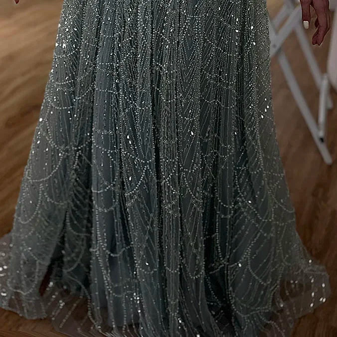 Serene Hill Wine Red Long Sleeves Muslim A-line Evening Dress Pearls Beaded Party Gowns for Women Plus Size Customized DLA72738B