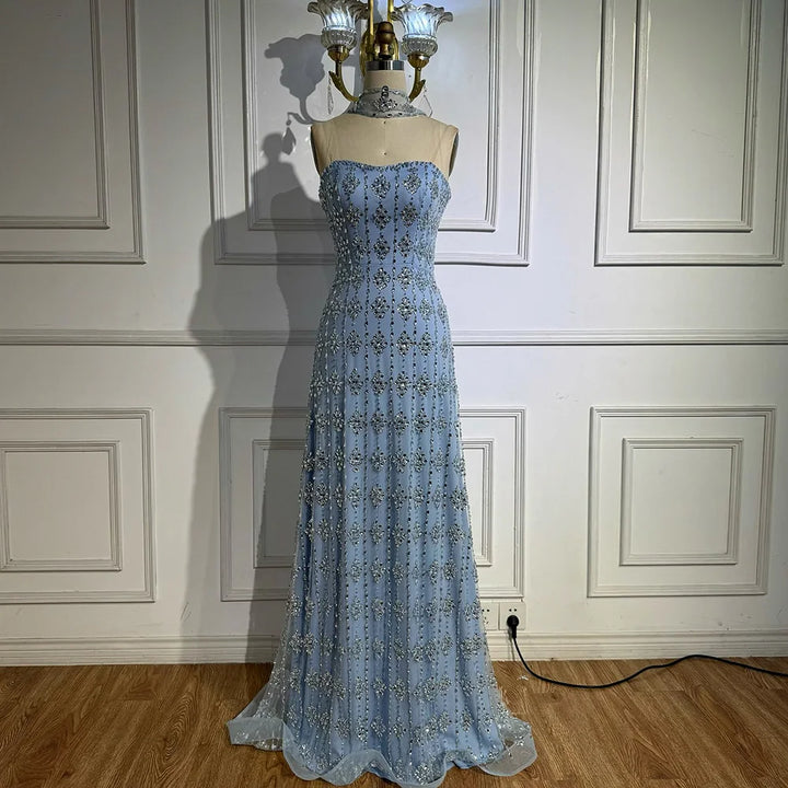 Serene Hill Customized 2026 Nude Luxury Beaded Mermaid Evening Dresses Glala Party Gowns for Women DLA72871