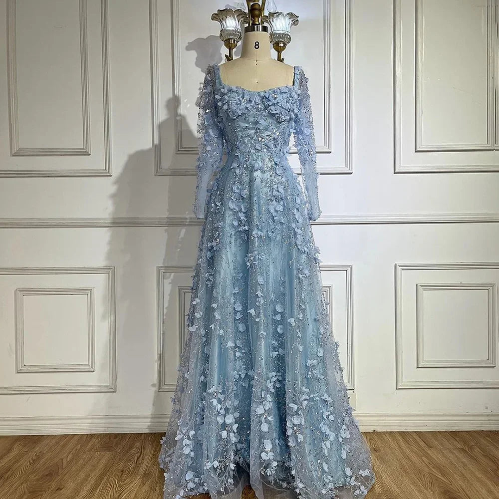 2025 Dubai Gray Lace-Up A-Line Elegant Appliques Elegant Beaded Evening Dresses For Women Wedding Party DLA72657 Customized