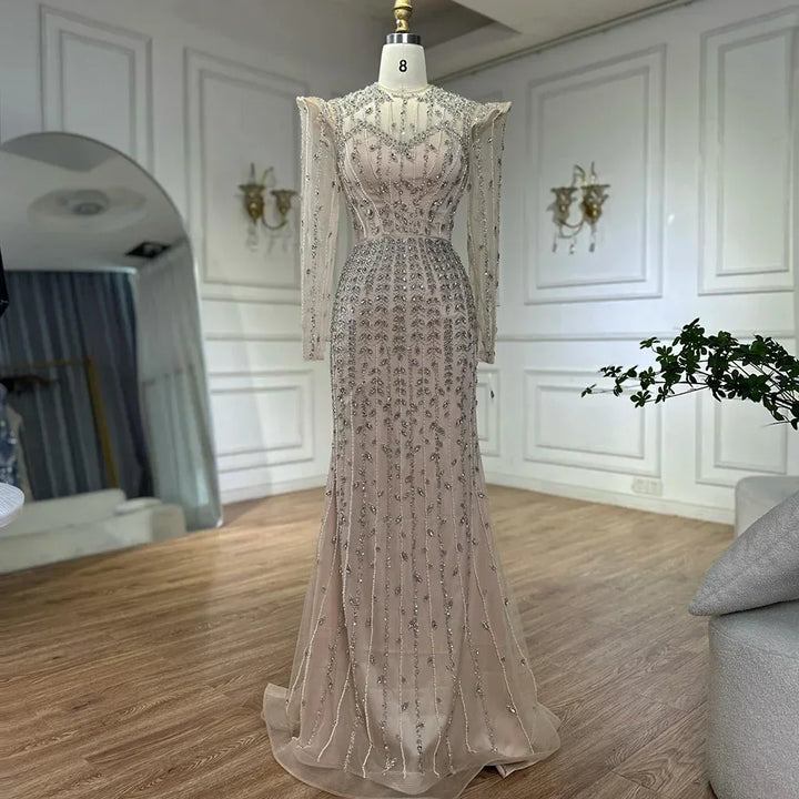 Serene Hill 2025 Pink Luxury Mermaid Pearls Beaded Dubai Evening Dress Gown for Formal Events DLA72826 Customized