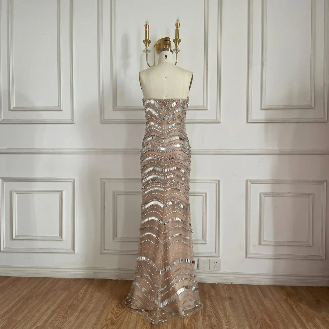 Serene Hill Strapless Luxury Beaded Mermaid Evening Dress for Women Celebrity Party Gowns 2026 Customized DLA73449