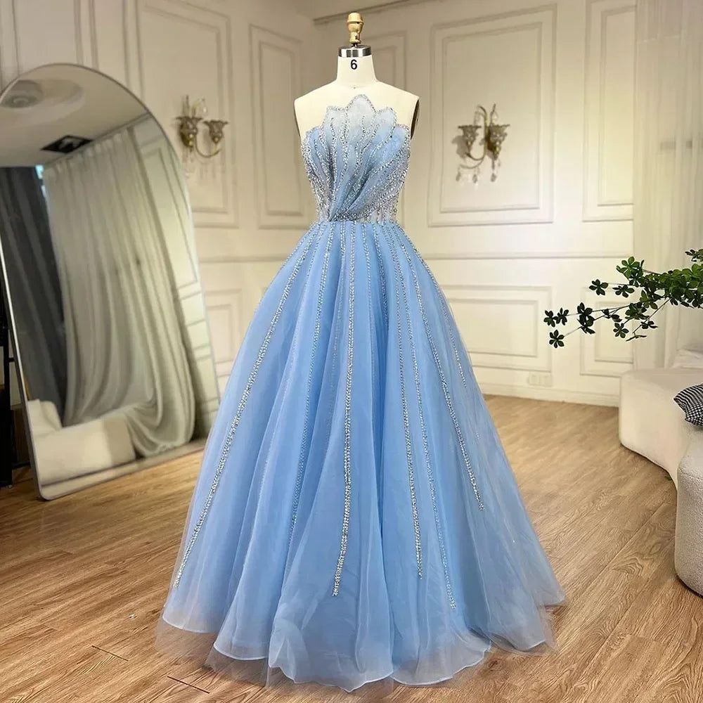 Serene Hill Lilac Strapless A-line Beaded Evening Prom Dresses 2025 Graduation Party Gowns For Women DLA71643 Customized