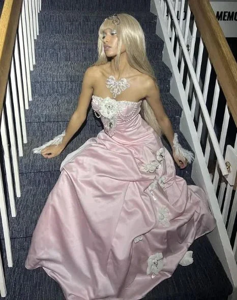 Charming Pink Strapless Long Satin Prom Dresss Formal Evening Dress Ball Gown Y8192 by simplepromdress