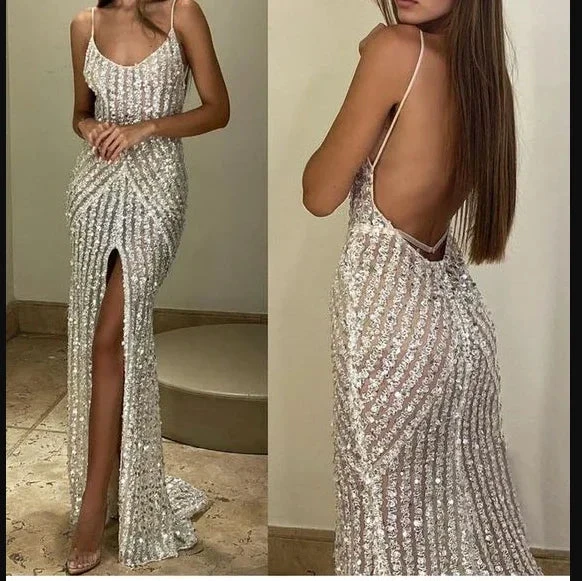 Mermaid Sequins Long Prom Dress Charming Evening Dress Y266 by simplepromdress