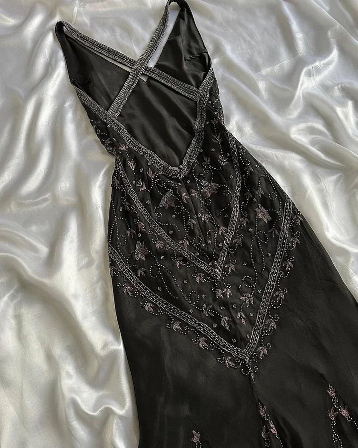 Black Chiffon Beaded Evening Dress Classy Backless Mermaid Prom Dress Y8297 by simplepromdress