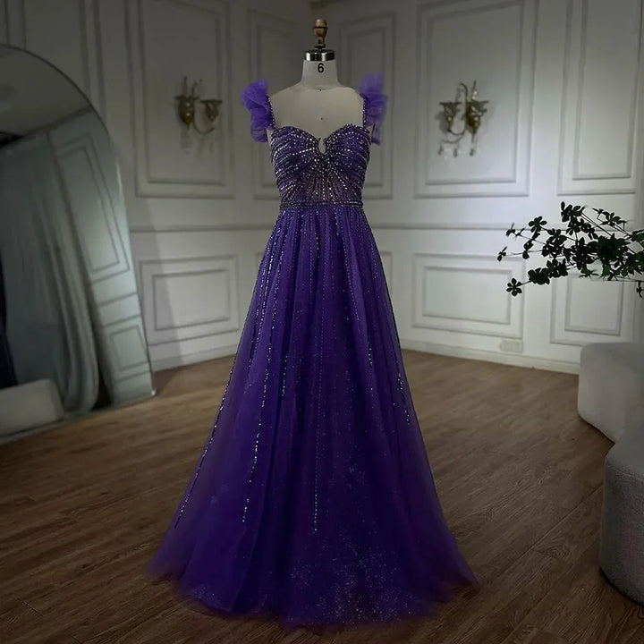Serene Hill Purple Sleeveless A-Line Beaded Evening Prom Dresses 2025 Elegant Party Gowns for Women DLA72324 Customized rts