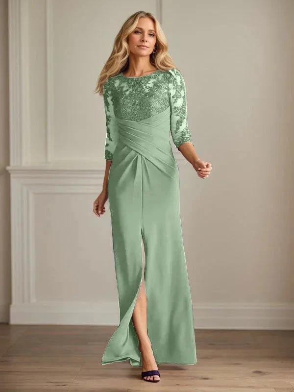 Plum Sheath Lace Stretch Crepe Mother of the Bride Dress by Dreamylily