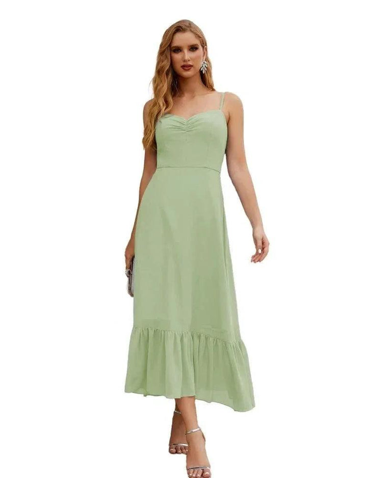 Numbersea Spaghetti Strap Chiffon Bridesmaid Dress Ankle Length Formal A Line Cocktail Party Homecoming Dress for Juniors SEA28028 by numbersea