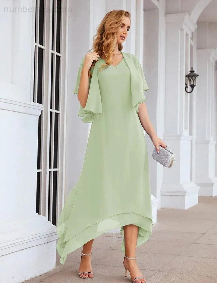 Sunnderly Chiffon Plus Size Mother of Bride Dresses with Jacket Formal Dresses for Wedding SY28073 by numbersea