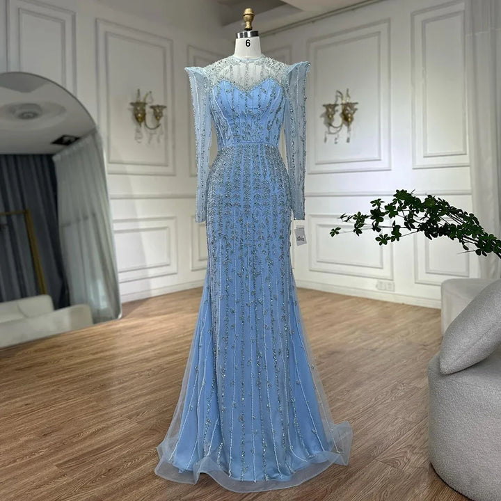 Serene Hill 2025 Pink Luxury Mermaid Pearls Beaded Dubai Evening Dress Gown for Formal Events DLA72826 Customized