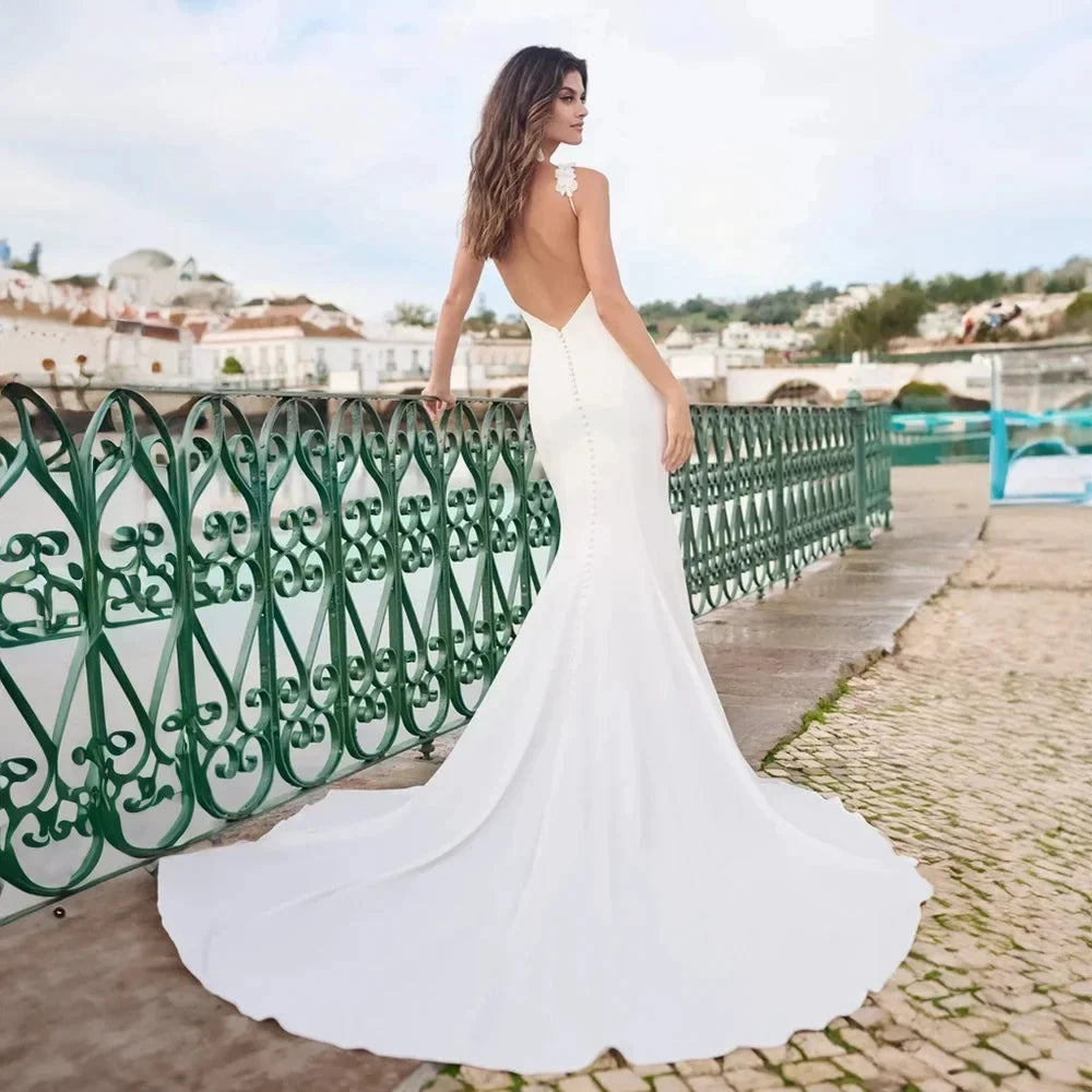 Sexy Wedding Dress For Women Square Neck Spaghetti Straps Open Back Sleeveless Bridal Gowns Customize Elegant Robe Mariee 2024 by payinti
