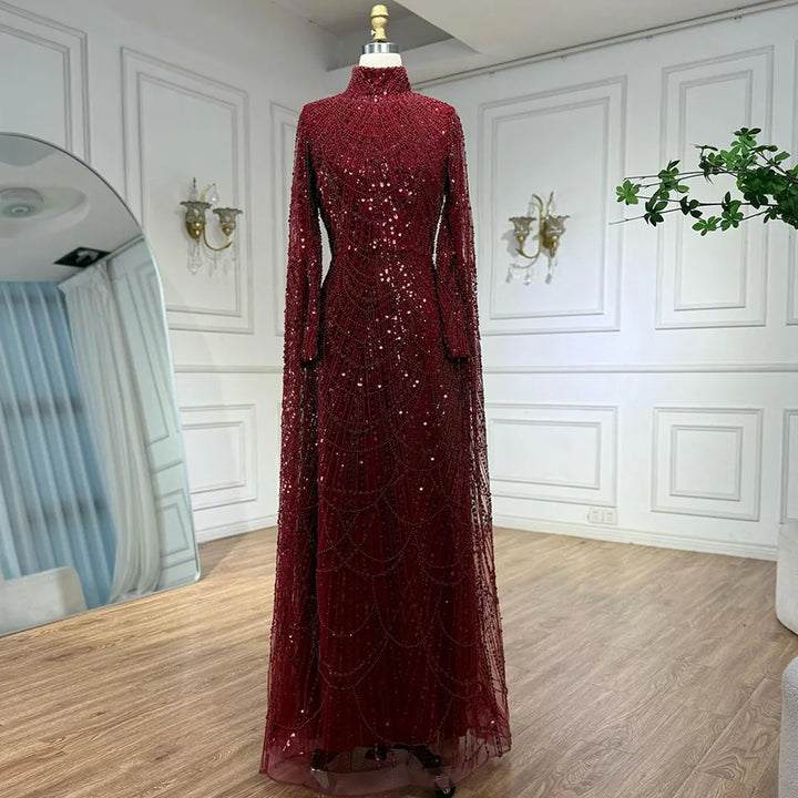 Serene Hill White High Neck Long Sleeve Mermaid Evening Dress 2026 Party Gowns for Women DLA72591 Customized