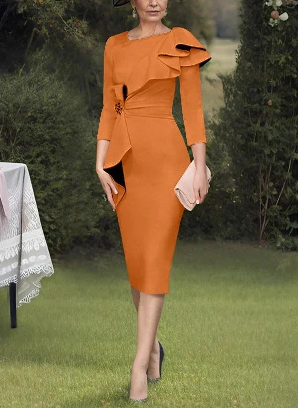 Sheath/Column Scoop Mother of the Bride Dresses with Ruffles by Dreamylily