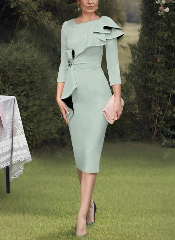 Sheath/Column Scoop Mother of the Bride Dresses with Ruffles by Dreamylily