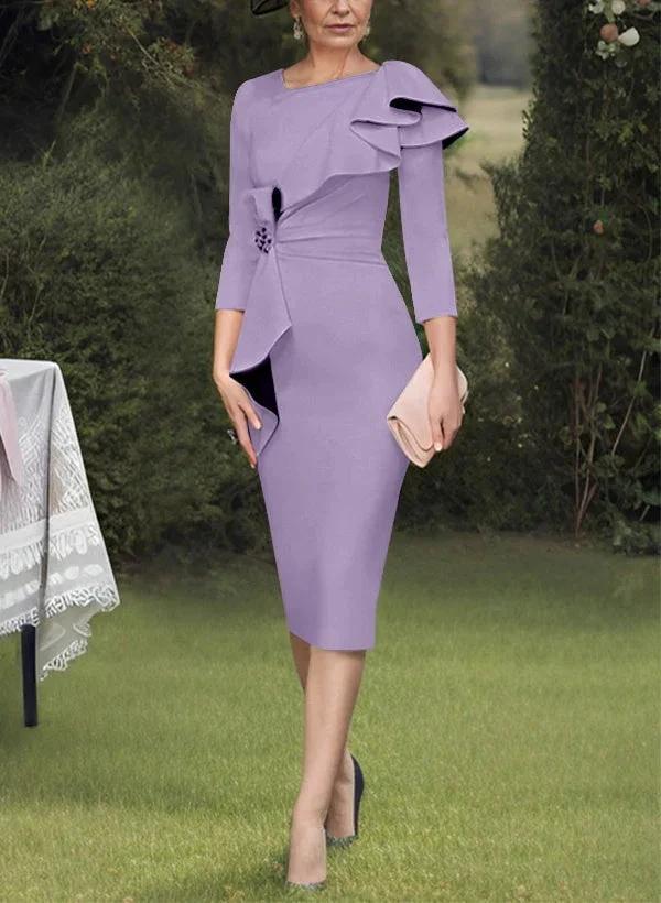 Sheath/Column Scoop Mother of the Bride Dresses with Ruffles by Dreamylily