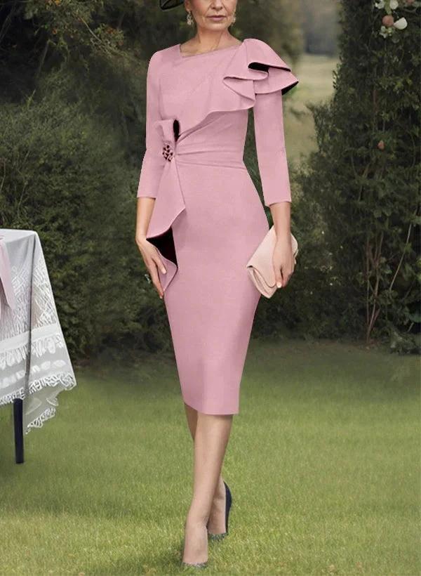 Sheath/Column Scoop Mother of the Bride Dresses with Ruffles by Dreamylily