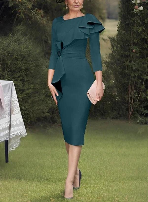 Sheath/Column Scoop Mother of the Bride Dresses with Ruffles by Dreamylily