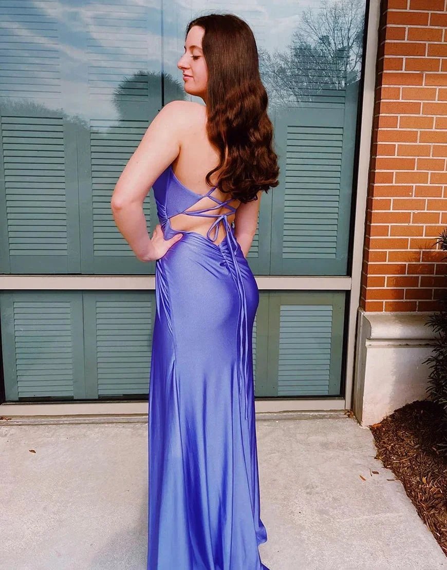 Breanna | Sheath Spaghetti Straps Corset Back Prom Dress With Split by KissProm