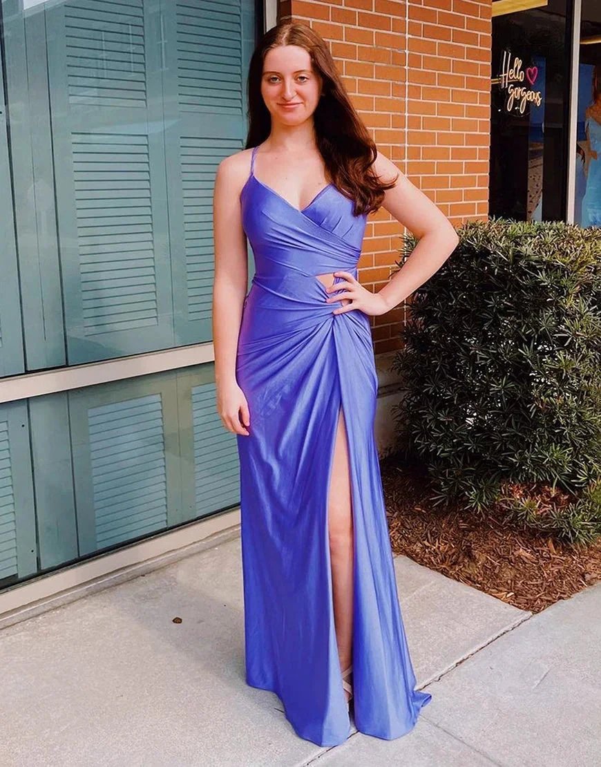 Breanna | Sheath Spaghetti Straps Corset Back Prom Dress With Split by KissProm