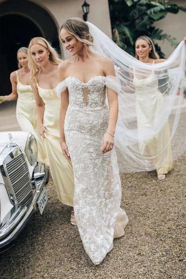 Sheath Spaghetti Straps Long Yellow Bridesmaid Dress BD132 by pgmdress