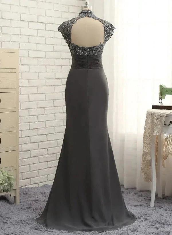 Sheath/Column High Neck Floor-Length Mother of the Bride Dresses by Dreamylily
