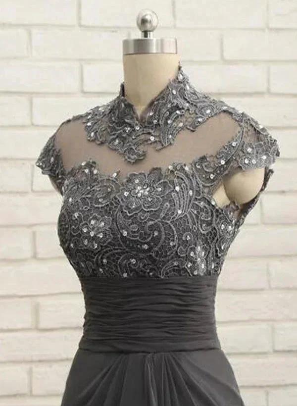 Sheath/Column High Neck Floor-Length Mother of the Bride Dresses by Dreamylily
