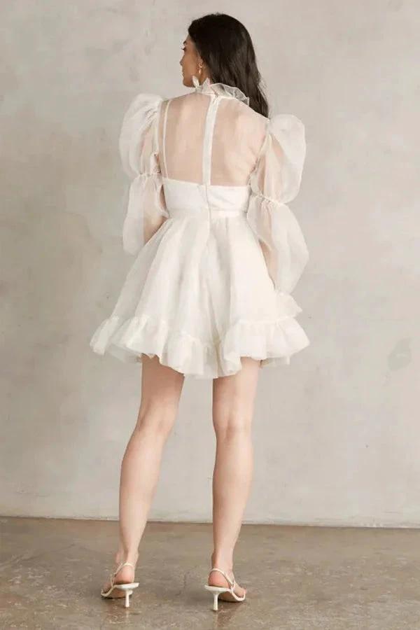 Short Wedding Dresses Long Sleeves Vintage Wedding Dress WD751 by pgmdress