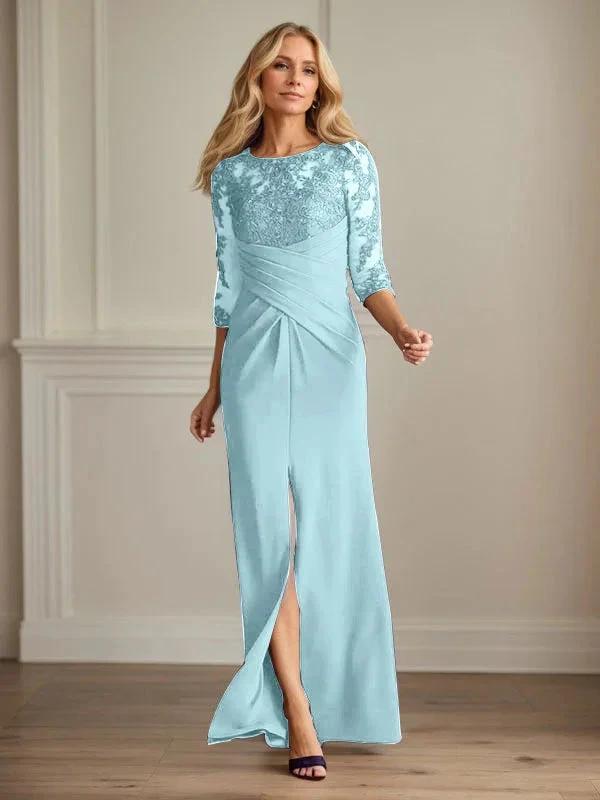Plum Sheath Lace Stretch Crepe Mother of the Bride Dress by Dreamylily