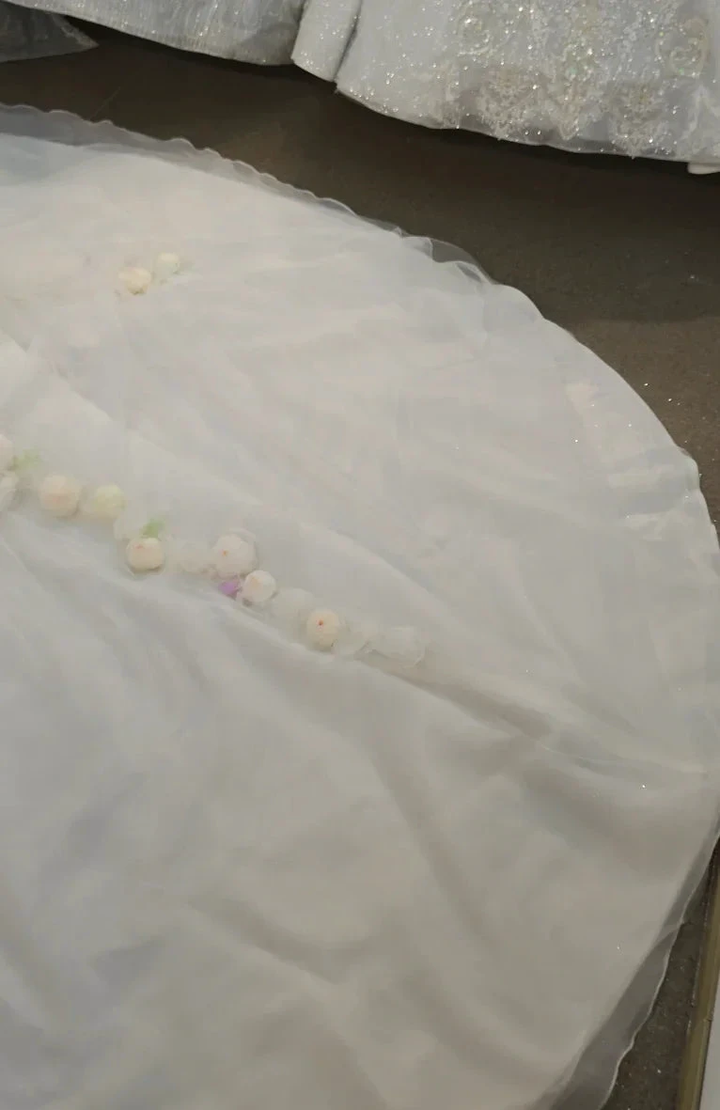 Whimsical Sweetheart Ball Gown Wedding Dress with 3D Pastel Florals &amp; Sheer Tulle Train Ye-2039 by ZAPDRESS