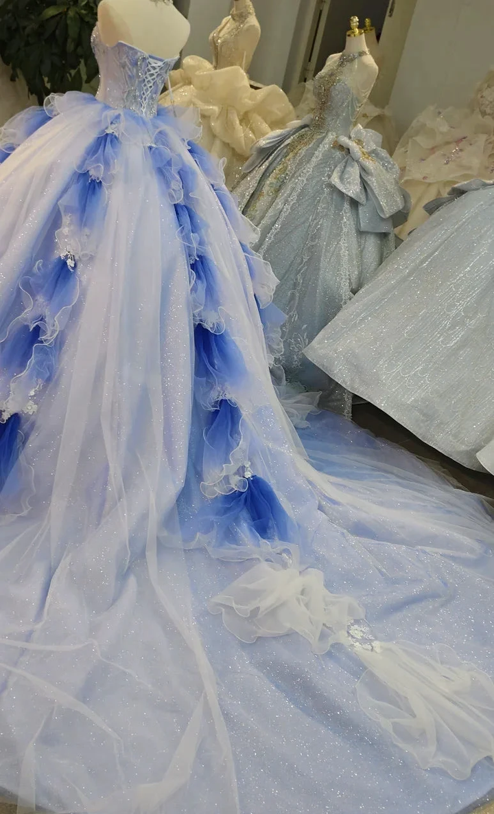Azure Frost Lotus Ballgown Ye-2041 by ZAPDRESS