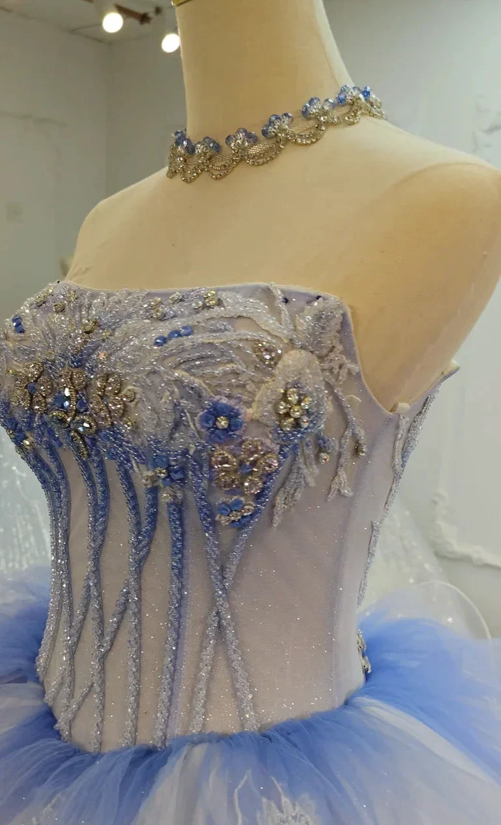 Azure Frost Lotus Ballgown Ye-2041 by ZAPDRESS