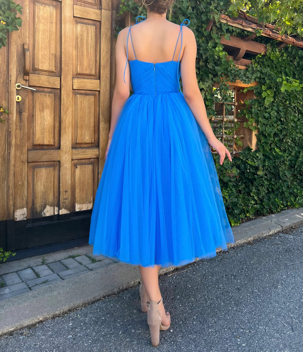 Spaghetti Straps Sweetheart Midi Length Prom Dress SYP186 by vivymakudress
