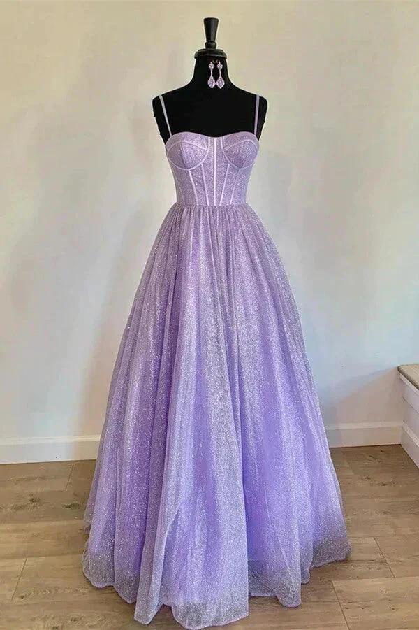 Sparkly A-line Spaghetti Straps Sweetheart Prom Dresses, Evening Dresses by DREAMUNDERWEAR
