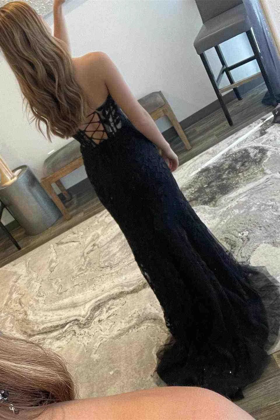 Corset Lace Long Prom Dress With Slit SYP116 by vivymakudress