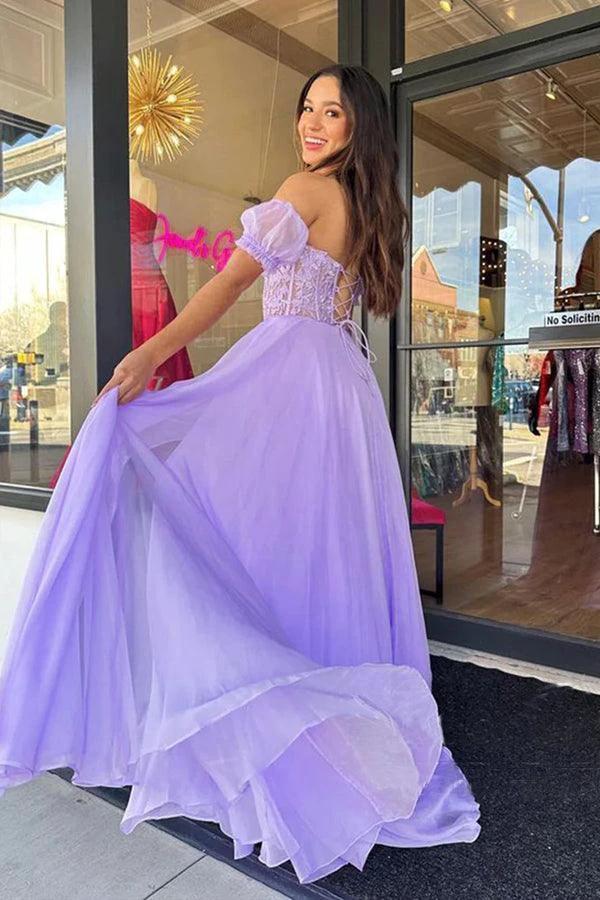 Strapless Lilac Tulle Long Evening Dress A-Line Floor Length Prom Dress PSK408 by pgmdress