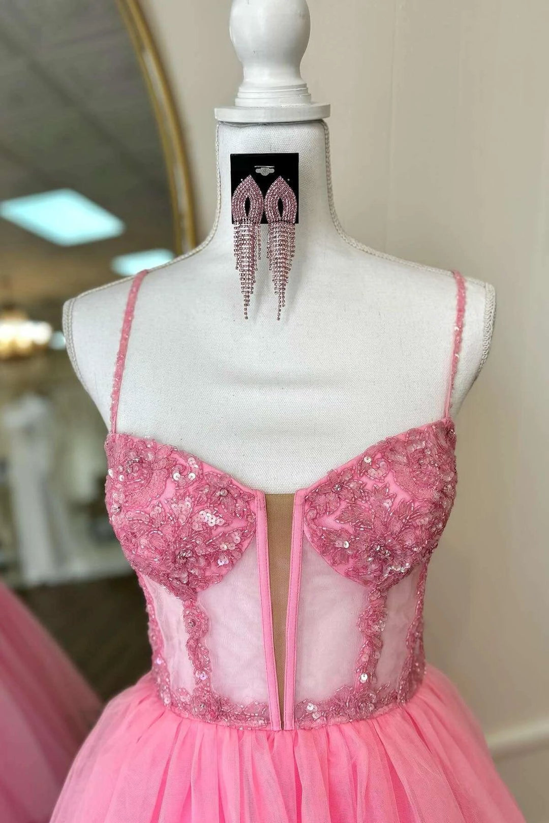 Tiered Ruffle Sequin-Embroidery Corset Long Prom Gown by KissGroup