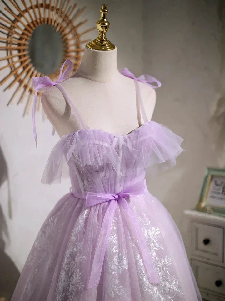 Sweet Purple A-line Short Prom Dress Homecoming Dress with Ribbon PD463 by pgmdress